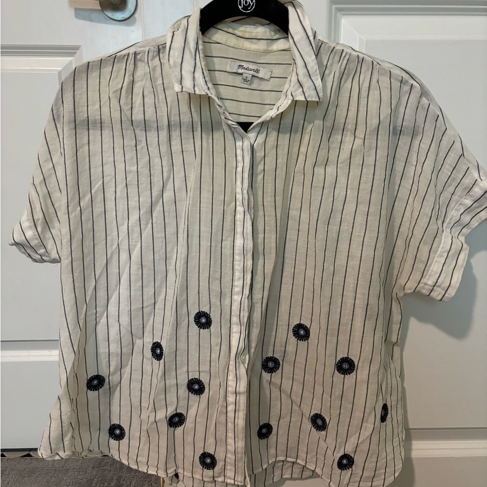 Madewell White and Black Button Down Shirt